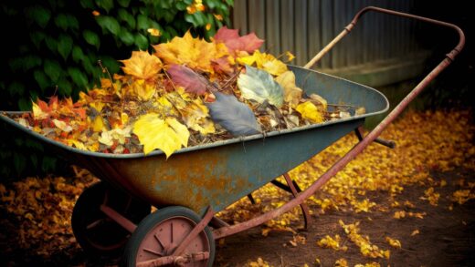 Taczka pełna jesiennych liści